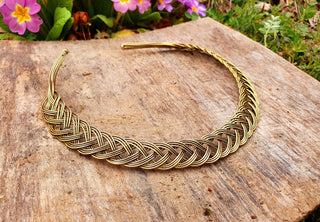 Celtic Choker Brass Necklace / Rustic / Gypsy / Lightweight / Boho / Tribal / Hippie / Rustic / Vegan / Aztec