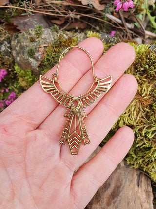 Gold Aztec Earrings; Ethnic, Egypt Geometric, hieroglyphics, rustic, yoga, hippie, gypsy, pretty, psy, boho, bohemian, festival