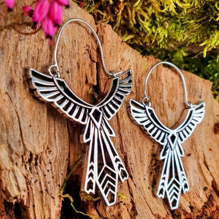 Silver Aztec Tuareg Earrings; Ethnic, Geometric, rustic, yoga, hippie, gypsy, pretty, psy, boho, bohemian, festival