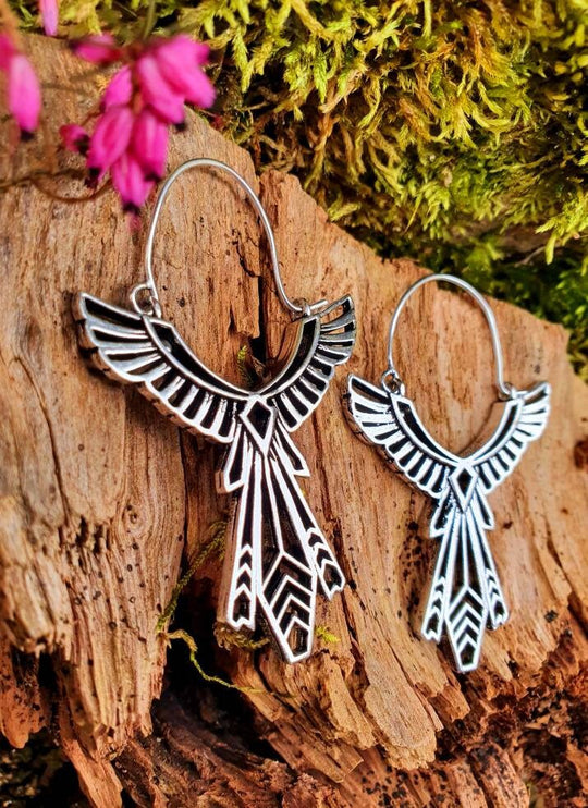 Silver Aztec Tuareg Earrings; Ethnic, Geometric, rustic, yoga, hippie, gypsy, pretty, psy, boho, bohemian, festival