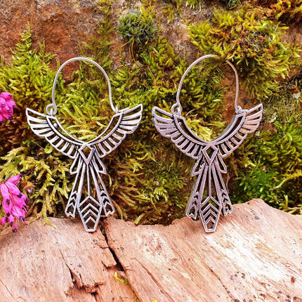 Silver Aztec Tuareg Earrings; Ethnic, Geometric, rustic, yoga, hippie, gypsy, pretty, psy, boho, bohemian, festival