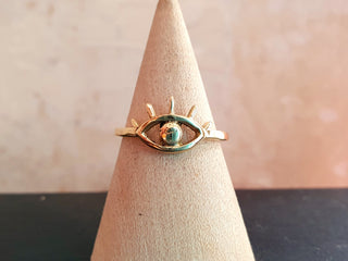 Eye of Protection Brass Ring, Boho Eye Ring, Kaali Boutique Boho Jewellery