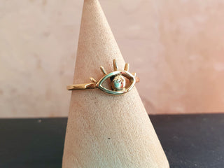 Eye of Protection Brass Ring, Boho Eye Ring, Kaali Boutique Boho Jewellery