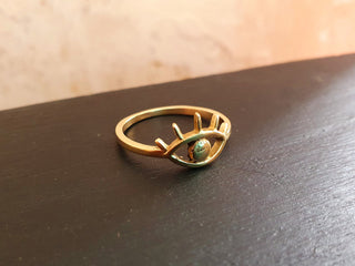 Eye of Protection Brass Ring, Boho Eye Ring, Kaali Boutique Boho Jewellery