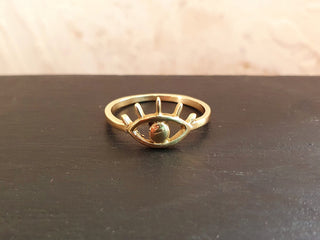 Eye of Protection Brass Ring, Boho Eye Ring, Kaali Boutique Boho Jewellery