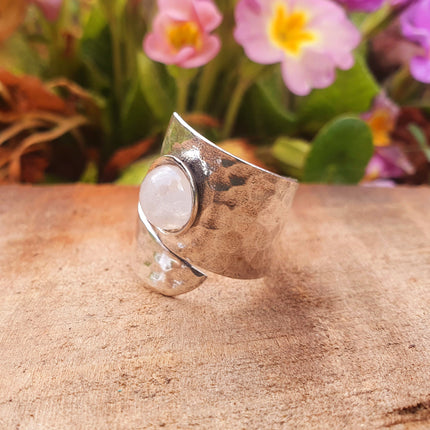 Ethnic style Silver & Moonstone Ring / Adjustable / Boho / Bohemian / Psy / Rustic / Tribal / Gypsy / Festival / Healing / Festival