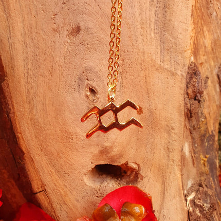 Aquarius Star Sign Horoscope Gold Necklace / Hypoallergenic / Tarot / Boho / Hippie / Rustic / Ethnic / Third Eye / Illuminati