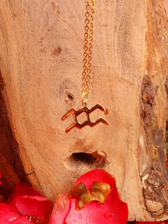 Aquarius Star Sign Horoscope Gold Necklace / Hypoallergenic / Tarot / Boho / Hippie / Rustic / Ethnic / Third Eye / Illuminati