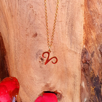 Aries Star Sign Horoscope Gold Necklace / Astrology / Tarot / Boho / Hippie / Rustic / Ethnic / Third Eye / Illuminati