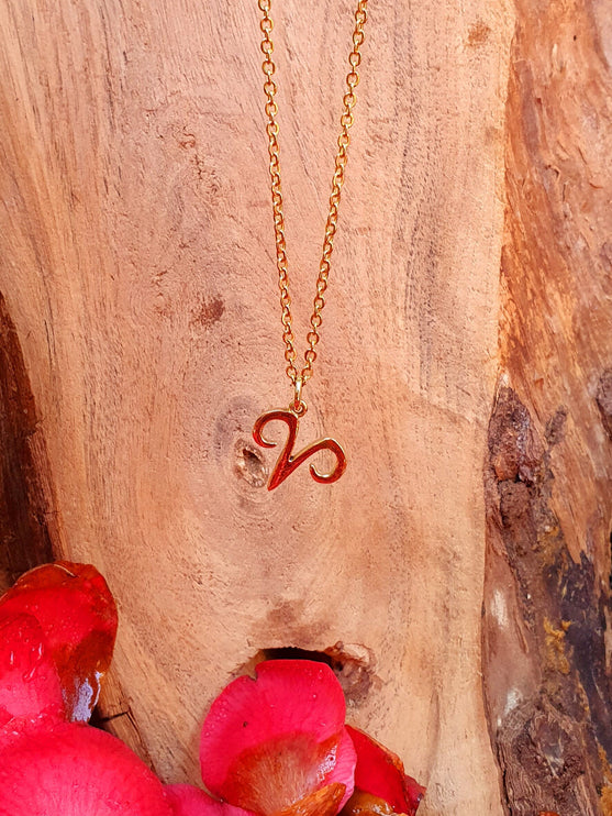 Aries Star Sign Horoscope Gold Necklace / Astrology / Tarot / Boho / Hippie / Rustic / Ethnic / Third Eye / Illuminati