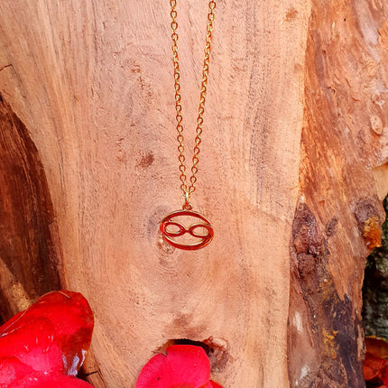 Cancer Star Sign Horoscope Gold Necklace / Astrology / Tarot / Boho / Hippie / Rustic / Ethnic / Third Eye / Illuminati