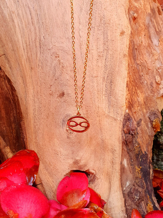 Cancer Star Sign Horoscope Gold Necklace / Astrology / Tarot / Boho / Hippie / Rustic / Ethnic / Third Eye / Illuminati