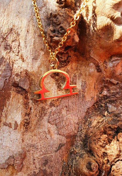 Libra Star Sign Horoscope Gold Necklace / Astrology / Tarot / Boho / Hippie / Rustic / Ethnic / Third Eye / Illuminati