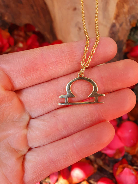 Libra Star Sign Horoscope Gold Necklace / Astrology / Tarot / Boho / Hippie / Rustic / Ethnic / Third Eye / Illuminati