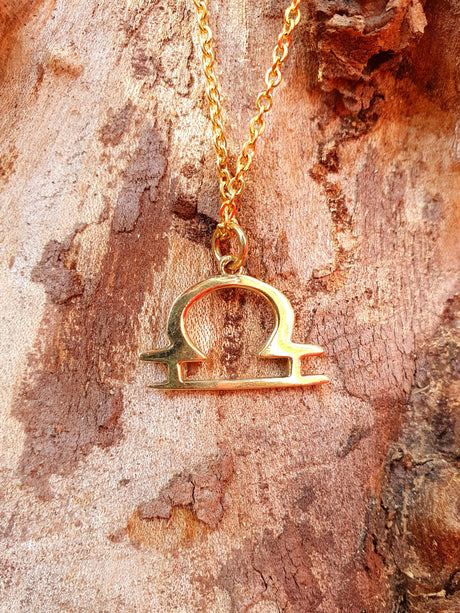 Libra Star Sign Horoscope Gold Necklace / Astrology / Tarot / Boho / Hippie / Rustic / Ethnic / Third Eye / Illuminati