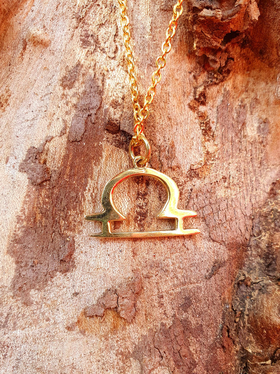 Libra Star Sign Horoscope Gold Necklace / Astrology / Tarot / Boho / Hippie / Rustic / Ethnic / Third Eye / Illuminati