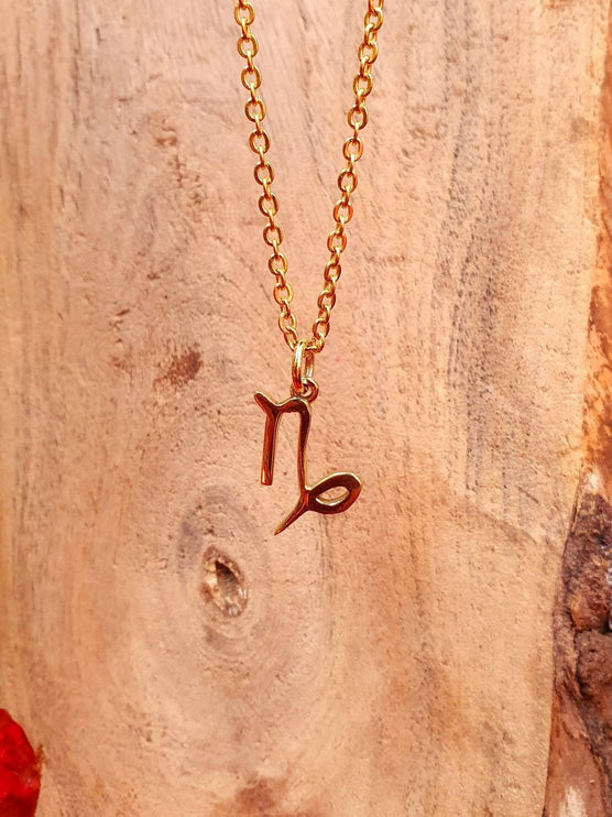 Capricorn Star Sign Horoscope Gold Necklace / Astrology / Tarot / Boho / Hippie / Rustic / Ethnic / Third Eye / Illuminati