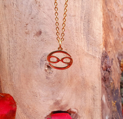 Cancer Star Sign Horoscope Gold Necklace / Astrology / Tarot / Boho / Hippie / Rustic / Ethnic / Third Eye / Illuminati