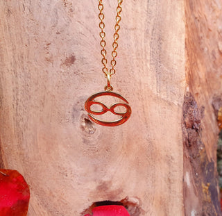 Cancer Star Sign Horoscope Gold Necklace / Astrology / Tarot / Boho / Hippie / Rustic / Ethnic / Third Eye / Illuminati