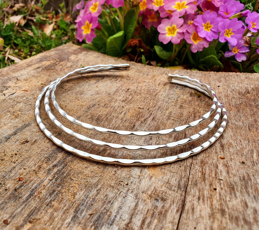 Hammered Silver Choker / Rustic / Gypsy / Lightweight / Boho / Tribal / Hippie / Rustic / Vegan /