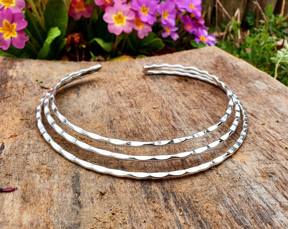 Hammered Silver Choker / Rustic / Gypsy / Lightweight / Boho / Tribal / Hippie / Rustic / Vegan /