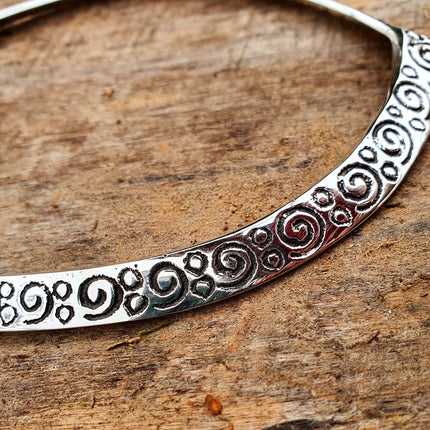 Ethnic Choker Silver Necklace / Rustic / Gypsy / Lightweight / Boho / Tribal / Hippie / Rustic / Vegan / Aztec