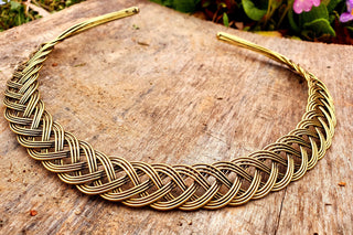 Celtic Choker Brass Necklace / Rustic / Gypsy / Lightweight / Boho / Tribal / Hippie / Rustic / Vegan / Aztec