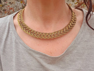 Celtic Choker Brass Necklace / Rustic / Gypsy / Lightweight / Boho / Tribal / Hippie / Rustic / Vegan / Aztec