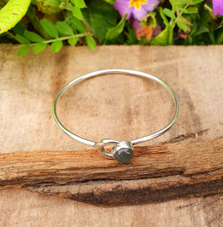 Silver Moon Bracelet / Bangle / Labradorite / Boho / Hippie / Gypsy / Galaxy / Solar System / 