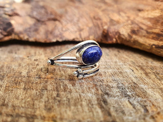 Ethnic style Silver & Lapis Lazuli Ring / Adjustable / Boho / Bohemian / Psy / Rustic / Tribal / Gypsy / Festival / Healing / Festival