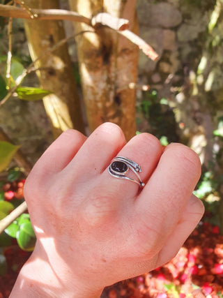 Ethnic style Silver & Black Onyx Ring / Adjustable / Boho / Bohemian / Psy / Rustic / Tribal / Gypsy / Festival / Healing / Festival