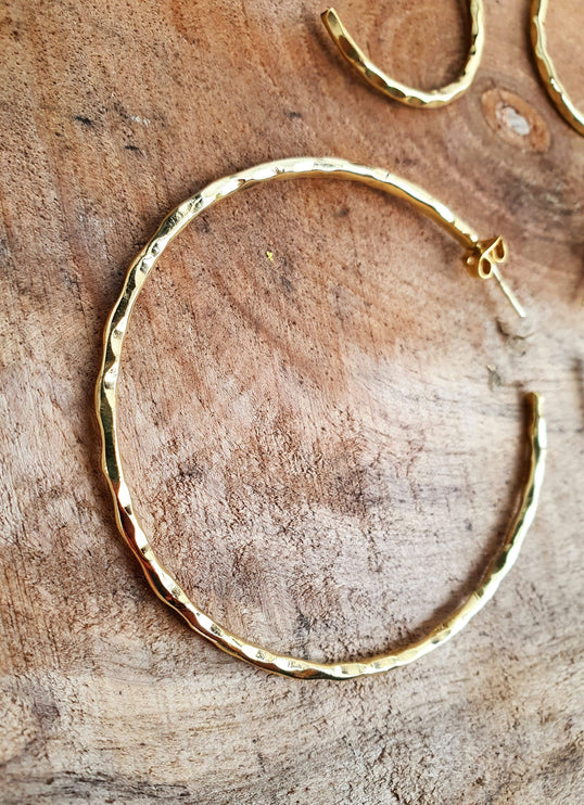 Elegant Gold Hoops / Hammered / Brass Hoops / Ethnic Boho Classic XL Bohemian Marriage Bridal Jewelry Hippie Hiphop Festival