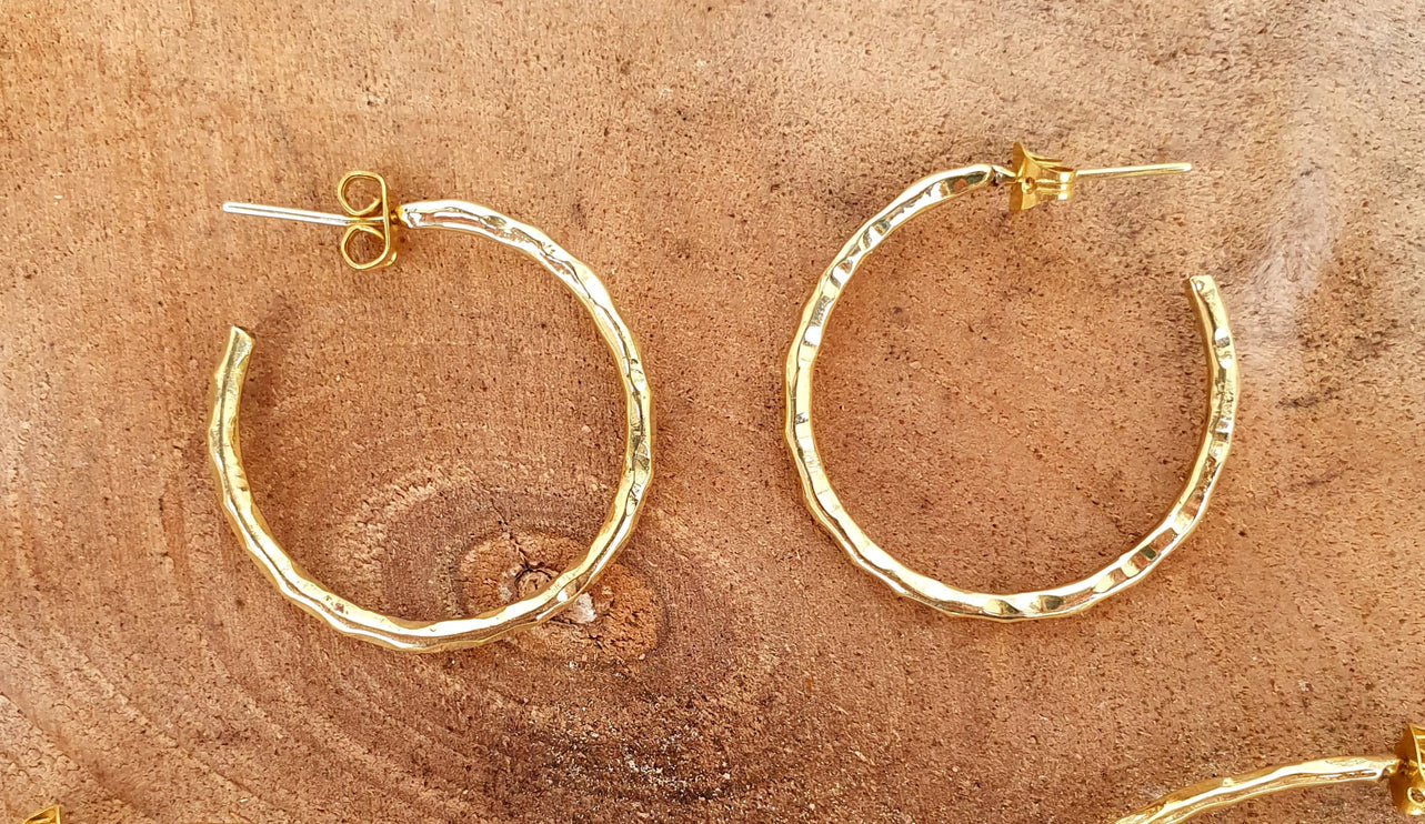 Elegant Gold Hoops / Hammered / Brass Hoops / Ethnic Boho Classic XL Bohemian Marriage Bridal Jewelry Hippie Hiphop Festival