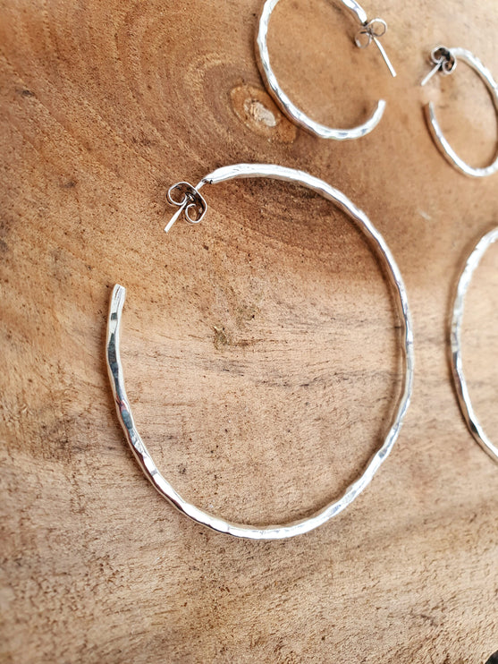 Elegant Silver Hoops / Hammered / Silver Hoops / Ethnic Boho Classic XL Bohemian Marriage Bridal Jewelry Hippie Hiphop Festival