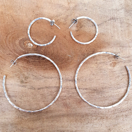 Elegant Silver Hoops / Hammered / Silver Hoops / Ethnic Boho Classic XL Bohemian Marriage Bridal Jewelry Hippie Hiphop Festival