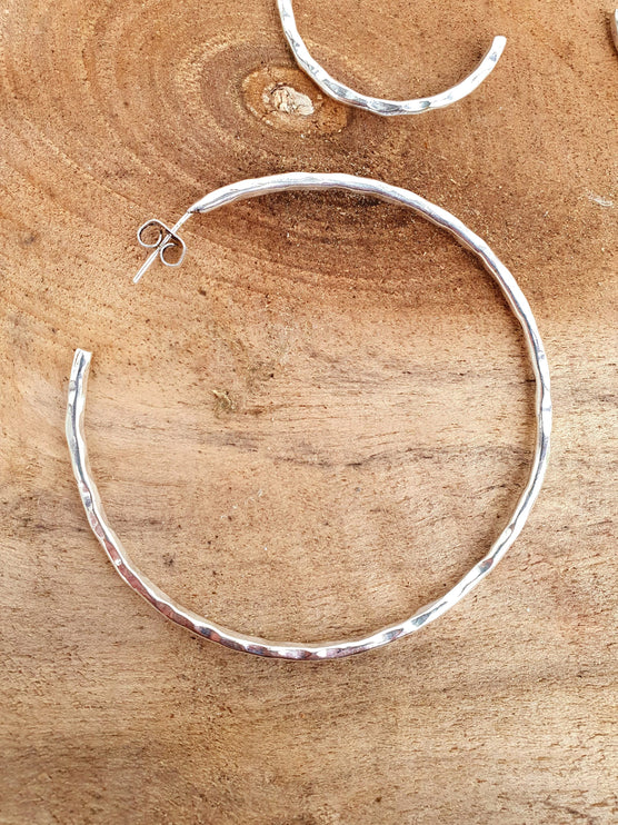 Elegant Silver Hoops / Hammered / Silver Hoops / Ethnic Boho Classic XL Bohemian Marriage Bridal Jewelry Hippie Hiphop Festival