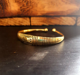 Aztec Gold Bracelet / Tuareg Jewelry / Cuff / Unisex / Boho / Ethnic / Rustic / Bohemian / Hippie / Gypsy / Geometric /