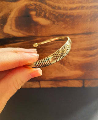 Aztec Gold Bracelet / Tuareg Jewelry / Cuff / Unisex / Boho / Ethnic / Rustic / Bohemian / Hippie / Gypsy / Geometric /