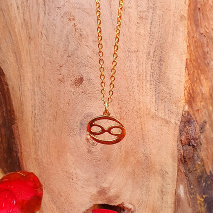 Cancer Star Sign Horoscope Gold Necklace / Astrology / Tarot / Boho / Hippie / Rustic / Ethnic / Third Eye / Illuminati