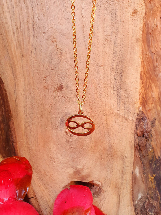 Cancer Star Sign Horoscope Gold Necklace / Astrology / Tarot / Boho / Hippie / Rustic / Ethnic / Third Eye / Illuminati