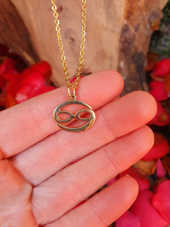 Cancer Star Sign Horoscope Gold Necklace / Astrology / Tarot / Boho / Hippie / Rustic / Ethnic / Third Eye / Illuminati