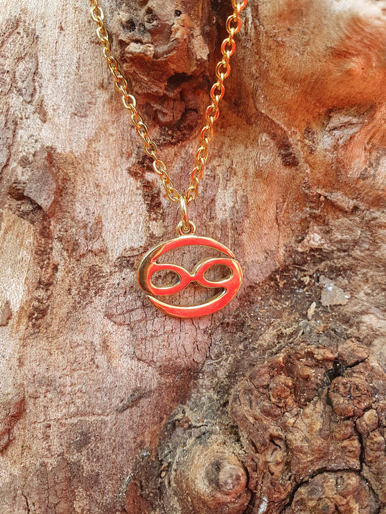 Cancer Star Sign Horoscope Gold Necklace / Astrology / Tarot / Boho / Hippie / Rustic / Ethnic / Third Eye / Illuminati