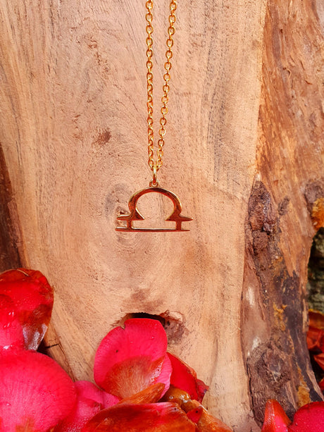 Libra Star Sign Horoscope Gold Necklace / Astrology / Tarot / Boho / Hippie / Rustic / Ethnic / Third Eye / Illuminati