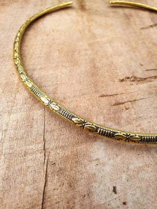 Floral Design Choker Brass Necklace / Rustic / Gypsy / Lightweight / Boho / Tribal / Hippie / Rustic / Vegan / Aztec