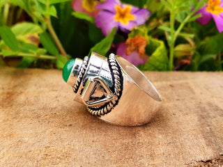 Silver Poison Ring / Green Onyx / Alchemy / Locket Ring / Boho / Bohemian / Rustic / Tribal / Gypsy / Festival / Healing / Festival 