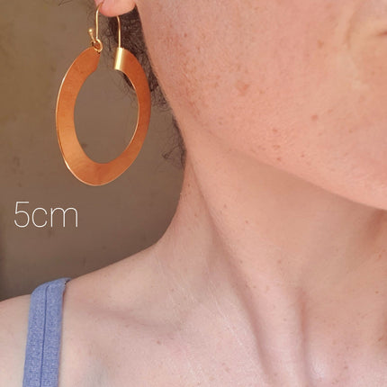 Wide Flat Gold Hoops / Funky Gold Hoop Earrings / Ethnic Boho Classic XL Bohemian Chic Gold Gypsy Spiral Hippie Hiphop Festival