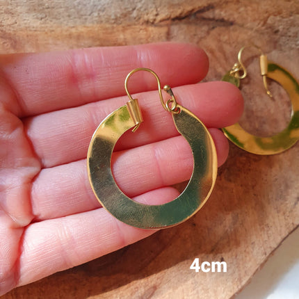 Wide Flat Gold Hoops / Funky Gold Hoop Earrings / Ethnic Boho Classic XL Bohemian Chic Gold Gypsy Spiral Hippie Hiphop Festival