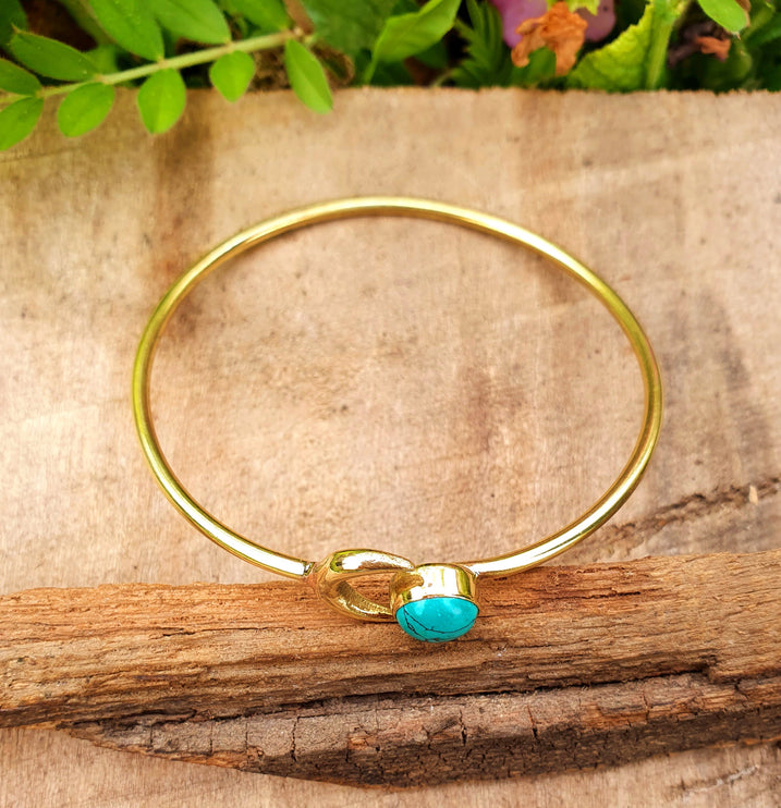 Gold Moon Bracelet / Turquoise / Brass / Bangle / Galaxy / Solar System / Planets / Boho / Adjustable / Hippie / Chic / Sun