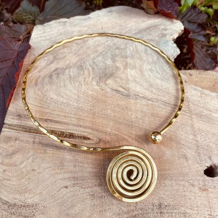 Ethnic Choker Brass Necklace / Rustic / Gypsy / Lightweight / Boho / Tribal / Hippie / Rustic / Vegan / Aztec