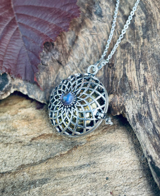 Silver Bola Necklace Brass & Amethyst / Pregnancy / Hypoallergenic / Harmony Ball / Chimes / Bell / Vegan / Ethnic / Boho / Hippie / 